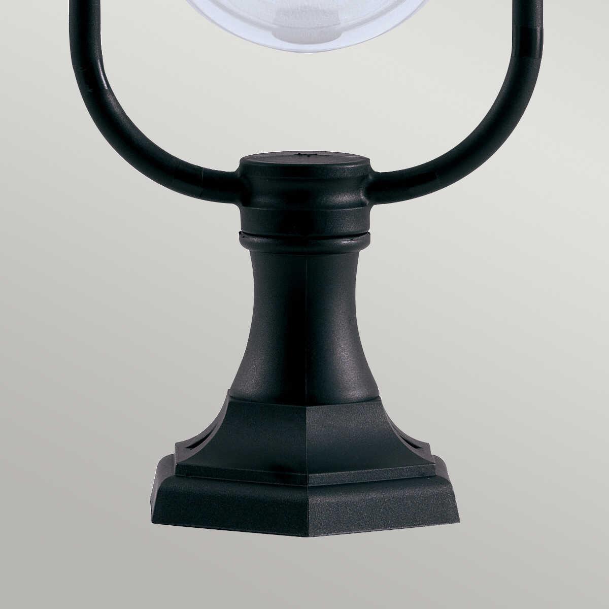elstead shannon black finish outdoor pedestal lantern Close Up LED Bulb