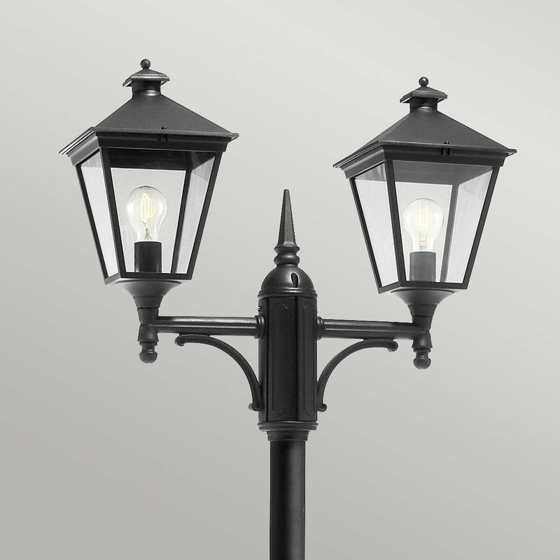Elstead Turin Black Outdoor Twin Arm Lamp Post