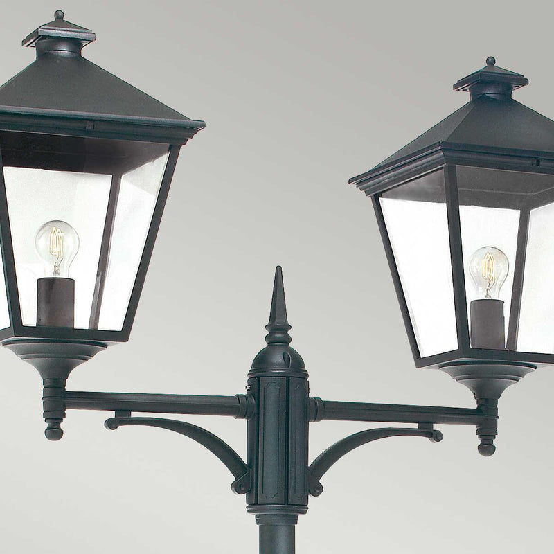 Elstead Turin Grande Black Outdoor Twin Arm Lamp Post