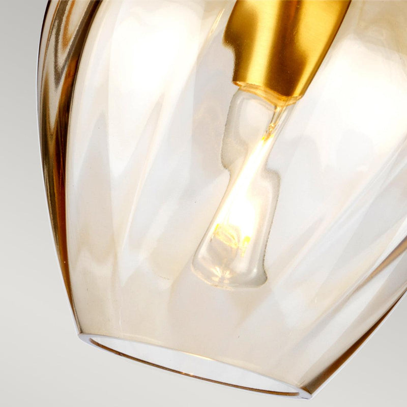 Elstead Lighting Tiber 1 Light Brass Pendant - Glass Shade