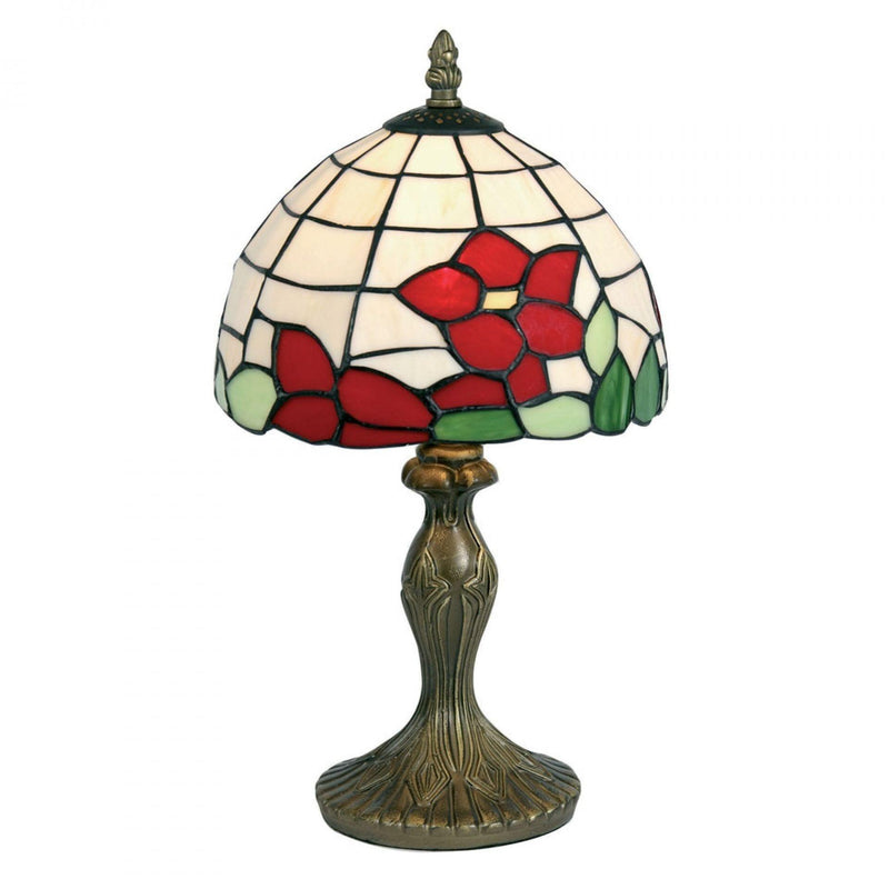 Tiffany Bedside Lamps - Oaks Tiffany Red Flower Bedside Lamp OT 60 RF