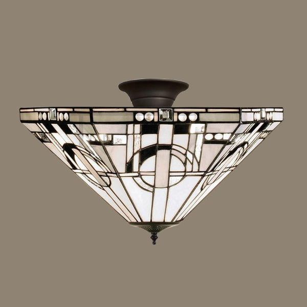 Tiffany Ceiling Flush & Semi Flush Lights - Metropolitan Medium Tiffany Semi Flush Ceiling Light TM25M & SF01