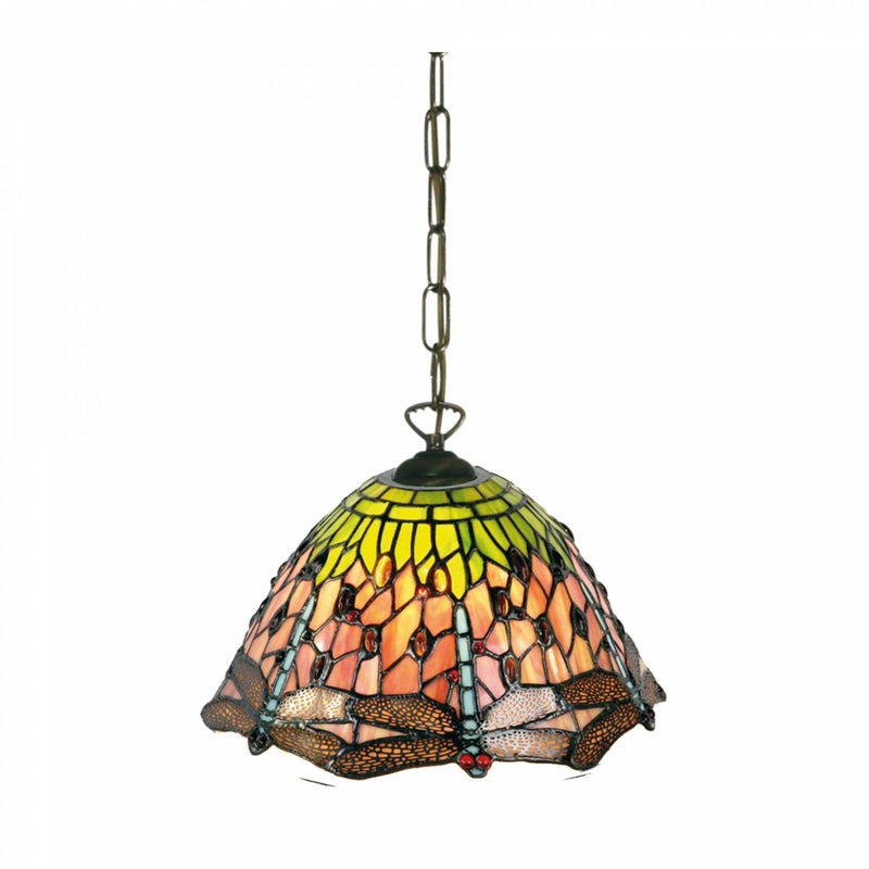 Tiffany Ceiling Pendant Lights - Flame Dragonfly Small Tiffany Ceiling Pendant Light,Single Bulb Fitting