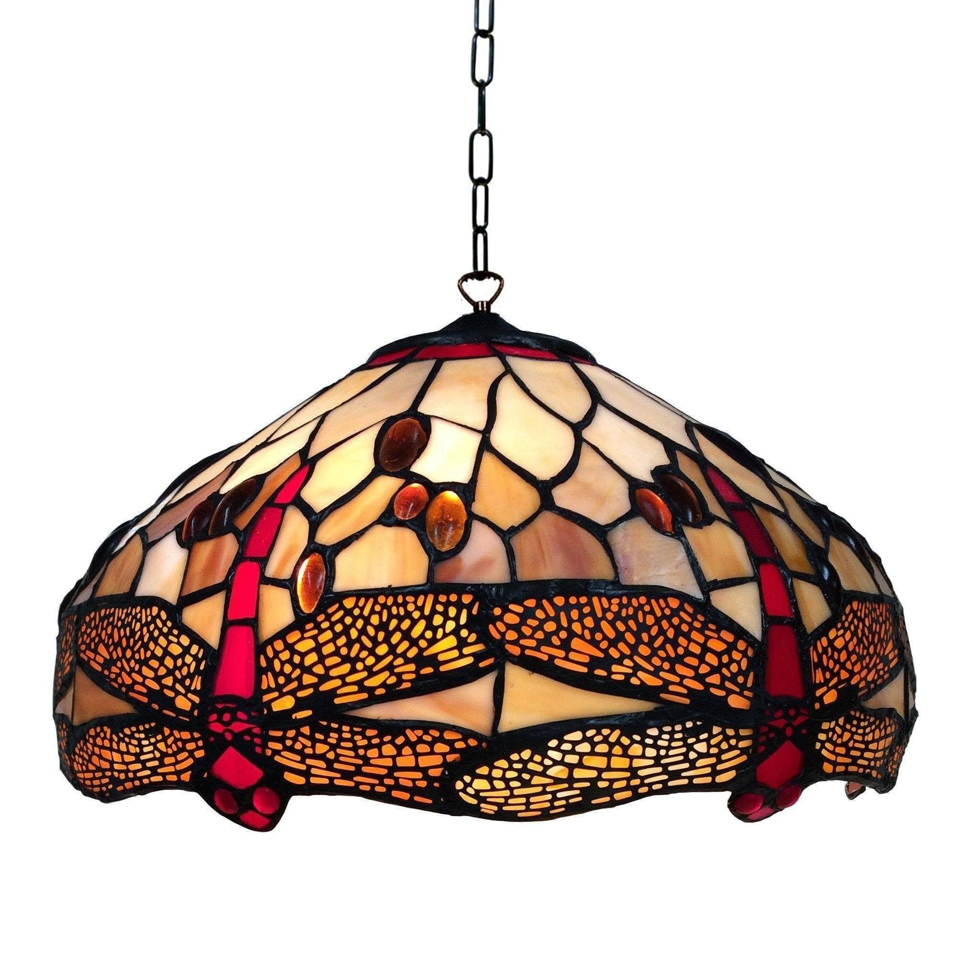 Golden Dragonfly Medium Tiffany Ceiling Light