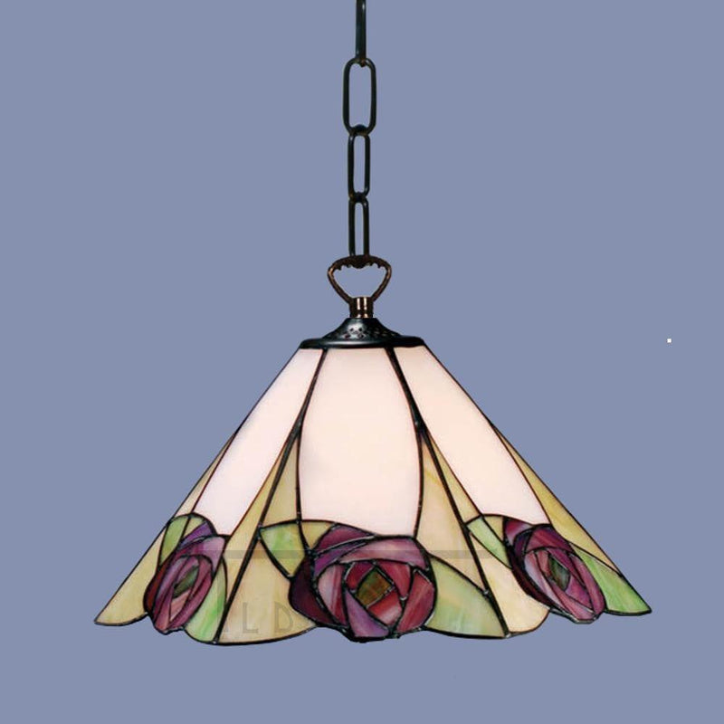 Tiffany Ceiling Pendant Lights - Ingram Medium Tiffany Ceiling Pendant Light,Single Bulb Fitting TA20SHM & SU02