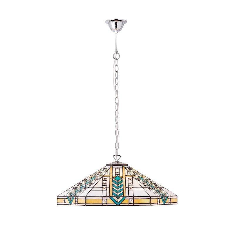 Tiffany Ceiling Pendant Lights - Lloyd Large 3 Bulb Tiffany Ceiling Pendant Light (nickel Adjustable Chain) 70903