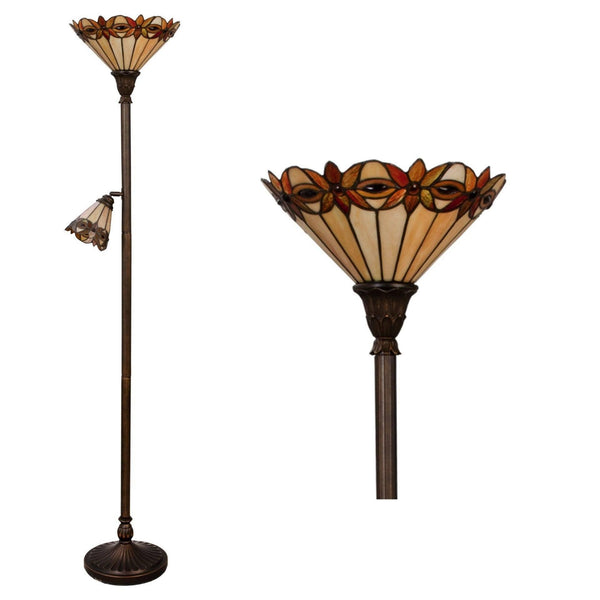Tiffany Floor Lamps - Ajaccio Tiffany Torchiere Uplighter Floor Lamp