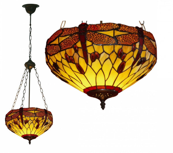 Inverted Ceiling Pendant Lights - Golden Dragonfly Large Inverted Pendant Light
