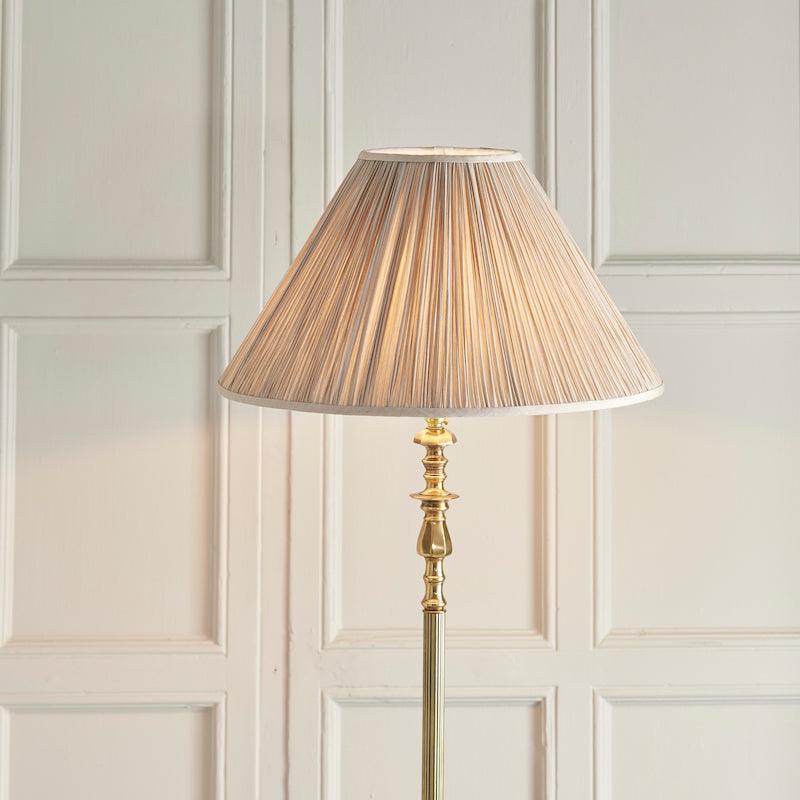 Traditional Floor Lamps - Asquith Solid Brass Floor Lamp With Beige Shade 63791 living room close up