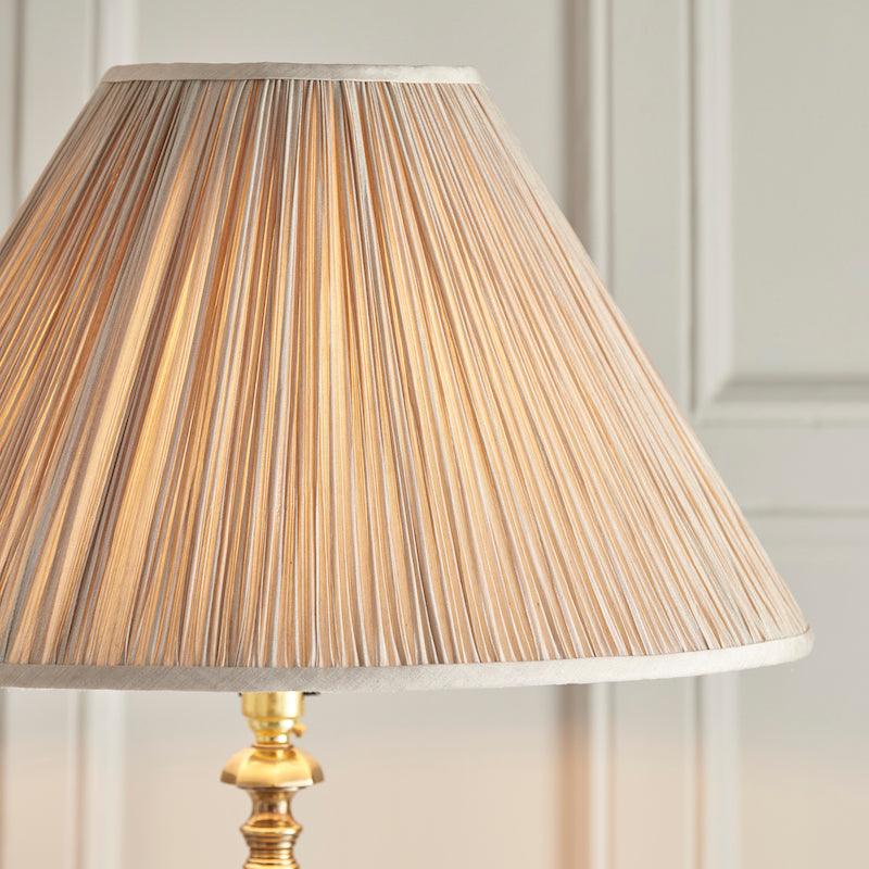 Traditional Floor Lamps - Asquith Solid Brass Floor Lamp With Beige Shade 63791 shdae close up