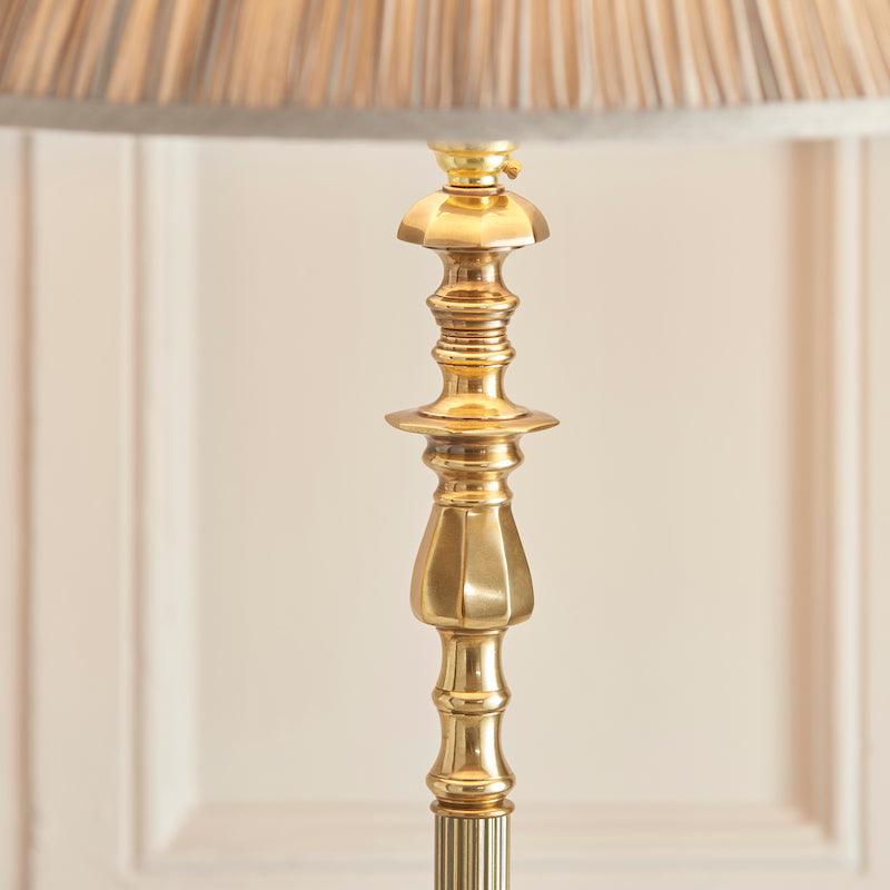 Traditional Floor Lamps - Asquith Solid Brass Floor Lamp With Beige Shade 63791 detail close up