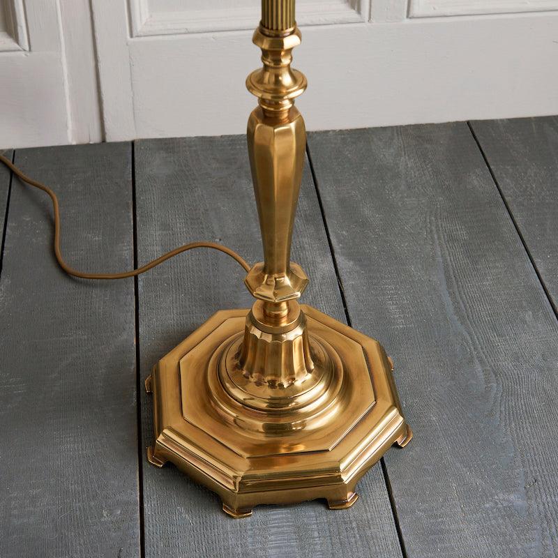 Traditional Floor Lamps - Asquith Solid Brass Floor Lamp With Beige Shade 63791 base close up