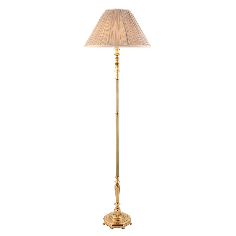 Traditional Floor Lamps - Asquith Solid Brass Floor Lamp With Beige Shade 63791 unlit
