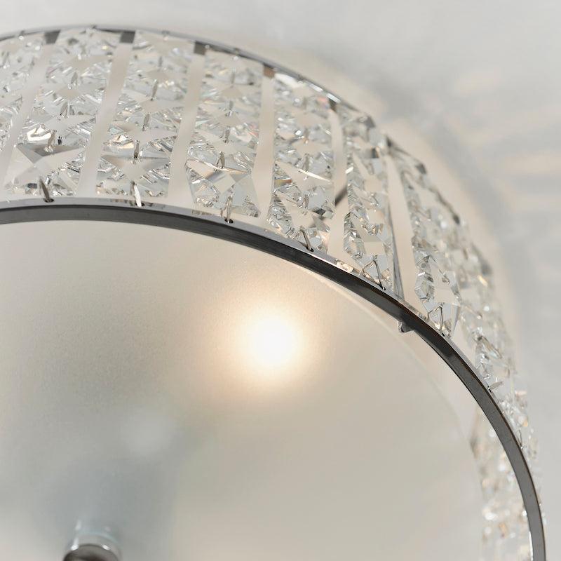 Belfont Clear Crystal And Chrome Flush Bathroom Ceiling Light
