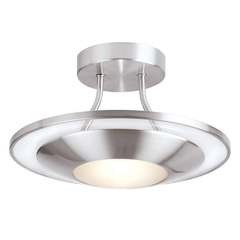 Tiffany Lamps & Lighting Firenz 1LT Semi Flush Satin Chrome with Clear & Frosted Glass Semi Flush Ceiling Light 387-30SCby Endon