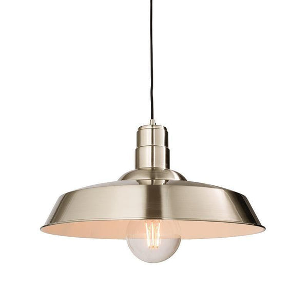 Tiffany Lamps & Lighting Moore 1LT Gloss Nickel Pendant Ceiling Light 61282by Endon