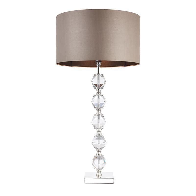 Endon Verdone Clear Crystal Glass & Taupe Silk Table Lamp 1