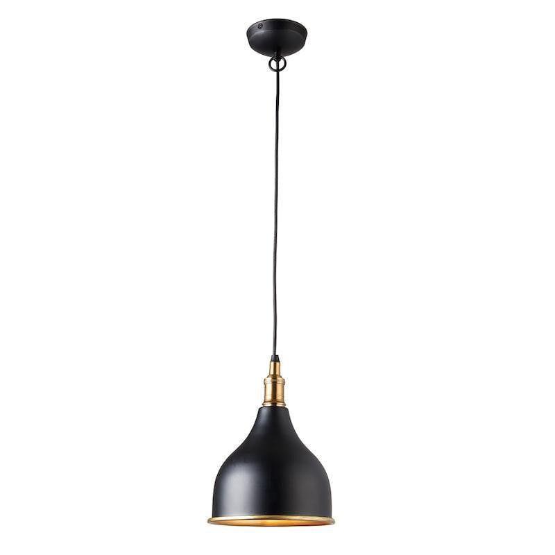 Tiffany Lamps & Lighting Dickens 1LT Matt Black & Solid Brass Pendant Ceiling Light 69778by Endon