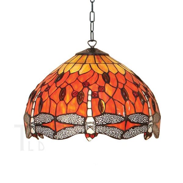 Interiors 1900 Flame Dragonfly Small Tiffany Ceiling Light