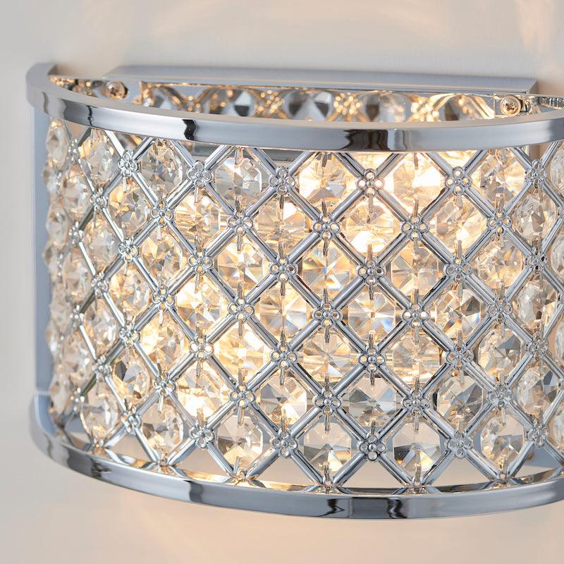 Traditional Flush And Semi Flush Ceiling Lights - Hudson chrome Plate & crystal 2LT Semi Flush HUDSON-2WBCH crystal