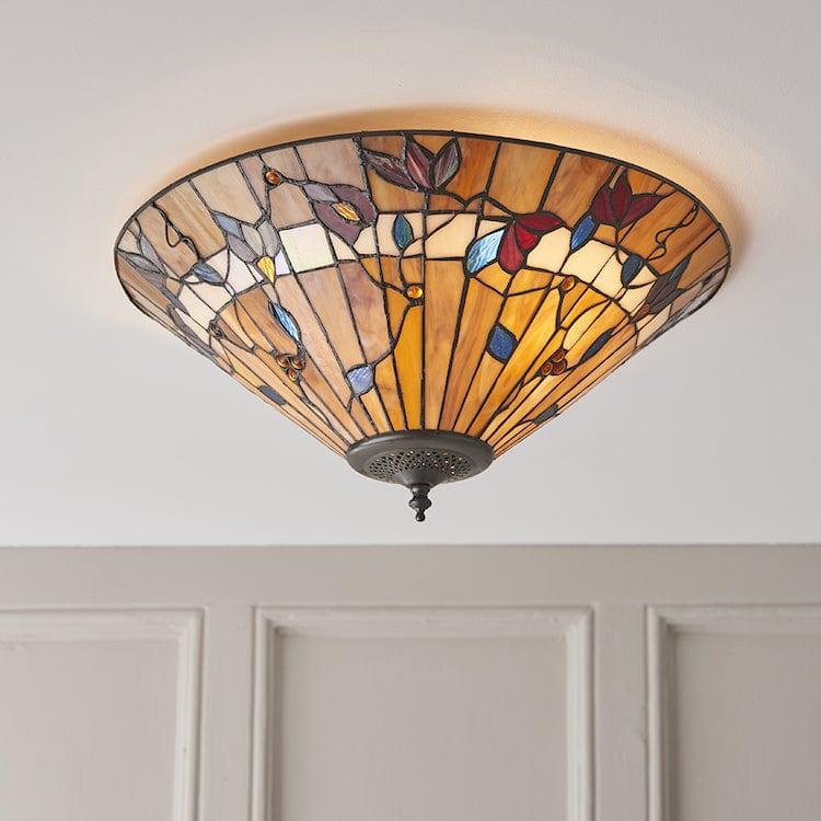 Interiors 1900 Bernwood Medium Flush Tiffany Ceiling Light