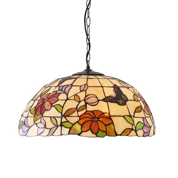 Tiffany Ceiling Pendant Lights - Butterfly Large Tiffany Ceiling Light 3 Bulb Fitting