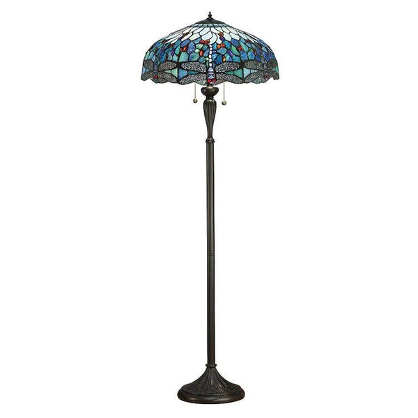 Tiffany Floor Lamps - Blue Dragonfly Tiffany Floor Lamp 64069