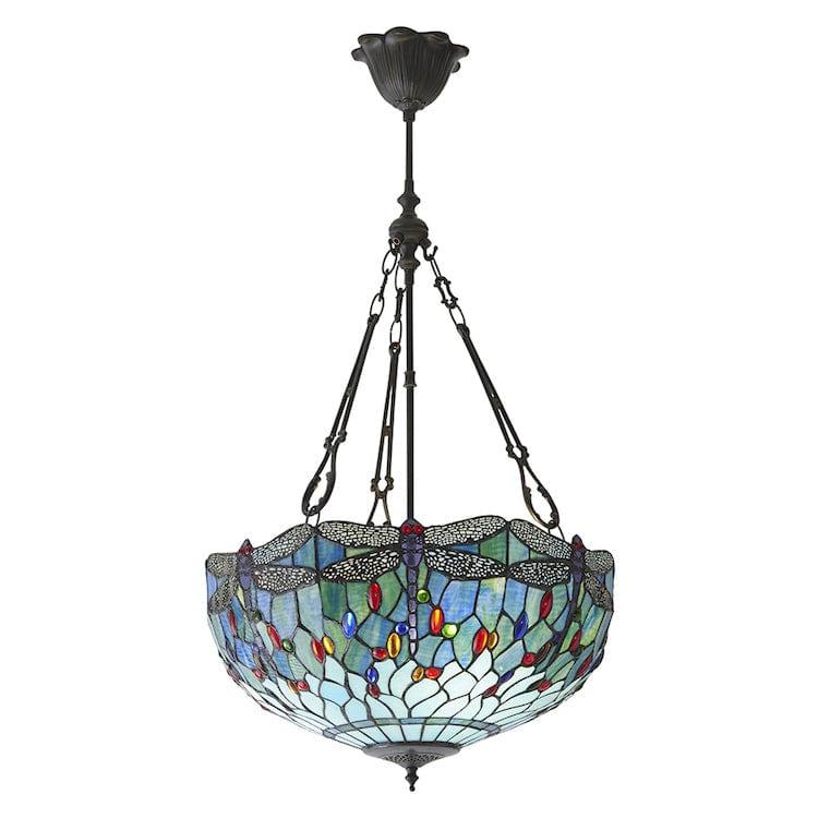Inverted Ceiling Pendant Lights - Blue Dragonfly Large Inverted Ceiling Light (fancy Chain) 64074