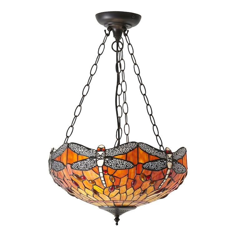 Inverted Ceiling Pendant Lights - Flame Dragonfly Medium 3 Light Inverted Pendant Light (adj Chain) 64076