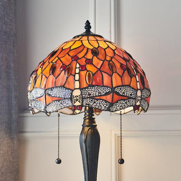 Interiors 1900 Flame Dragonfly Small Tiffany Lamp