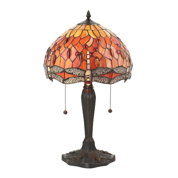 Tiffany Bedside Lamps - Flame Dragonfly Small Tiffany Lamp 64092