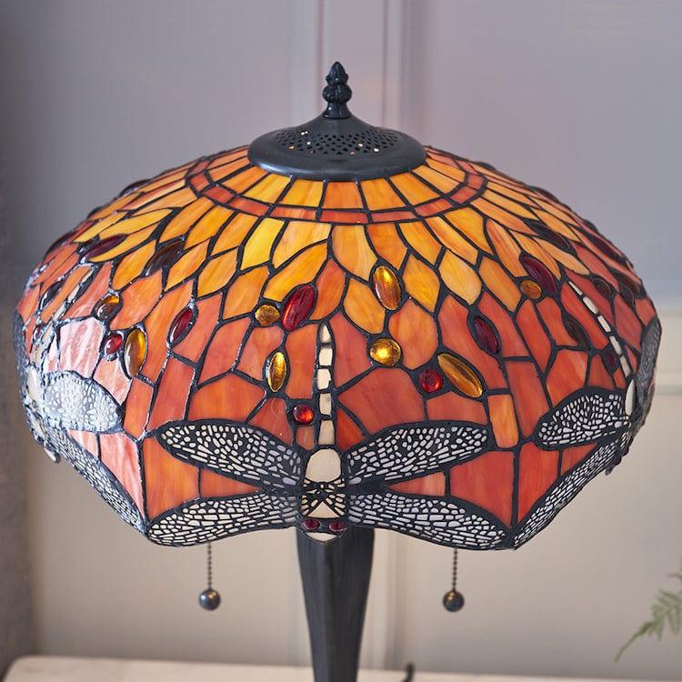 Interiors 1900 Flame Dragonfly Tiffany Table Lamp