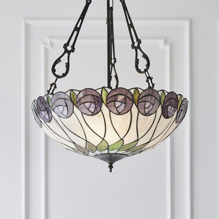 Hutchinson Large Inverted Tiffany Ceiling Light (fancy chain)