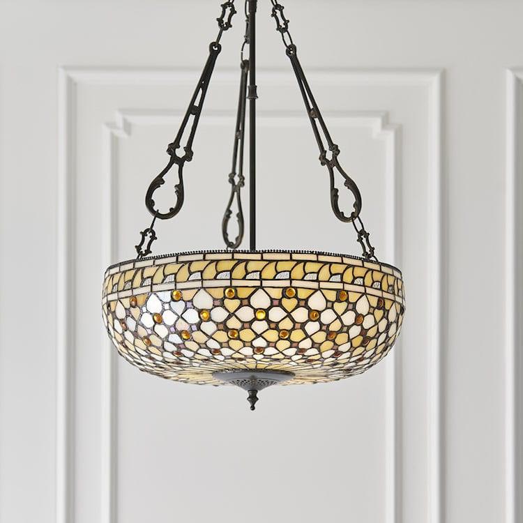 Mille Feux 45cm Inverted Tiffany Ceiling Light - Fancy Chain