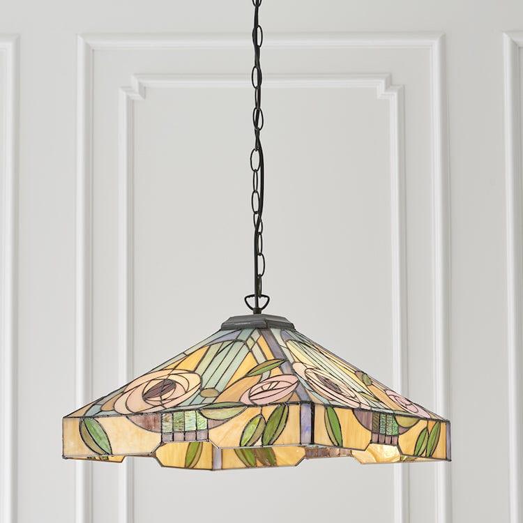 Tiffany Ceiling Pendant Lights - Willow Large Tiffany Ceiling Pendant Light,Adjustable Chain,3 Bulb Fitting 64384