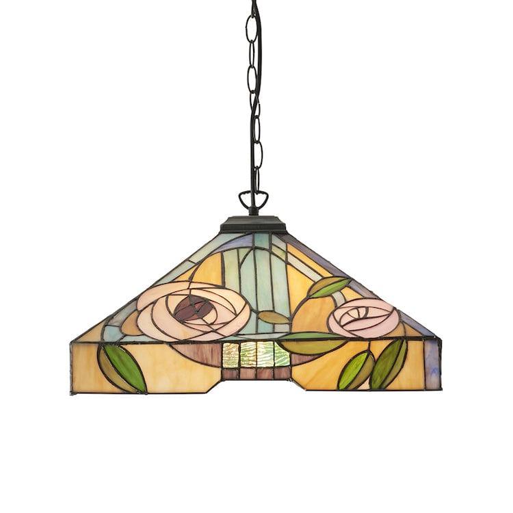 Tiffany Ceiling Pendant Lights - Willow Large Tiffany Ceiling Pendant Light,Adjustable Chain,3 Bulb Fitting 64384