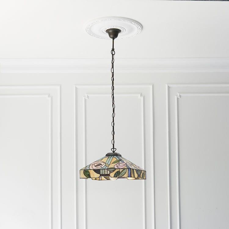 Tiffany Ceiling Pendant Lights - Willow Medium Tiffany Ceiling Pendant Light,Adjustable Chain,Single Bulb Fitting 64385