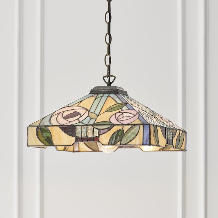 Tiffany Ceiling Pendant Lights - Willow Medium Tiffany Ceiling Pendant Light,Adjustable Chain,Single Bulb Fitting 64385