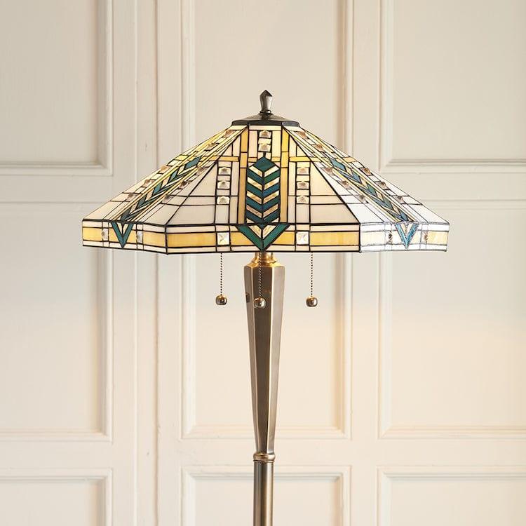 Interiors 1900 Lloyd Tiffany Floor Lamp with Brass Base