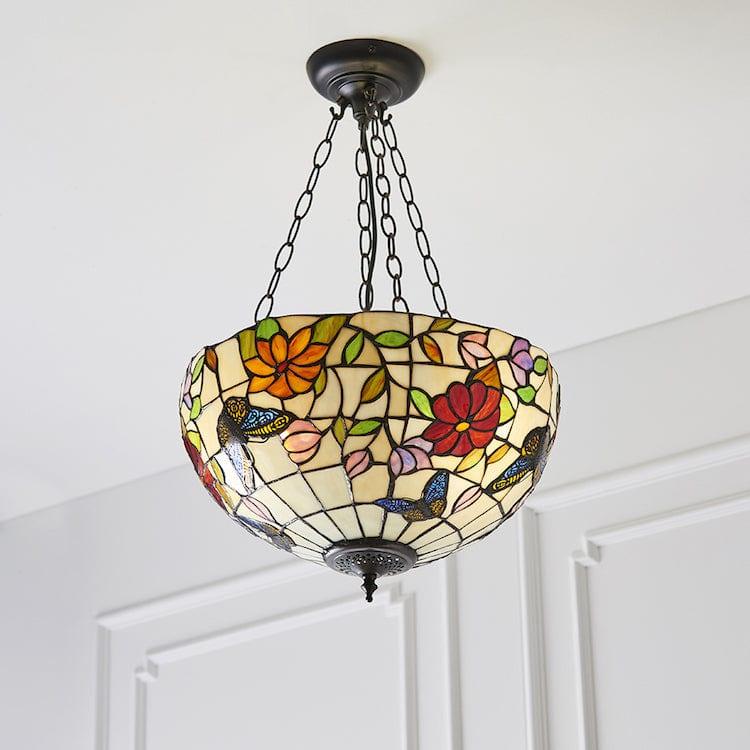 Butterfly Medium Inverted Tiffany Ceiling Light