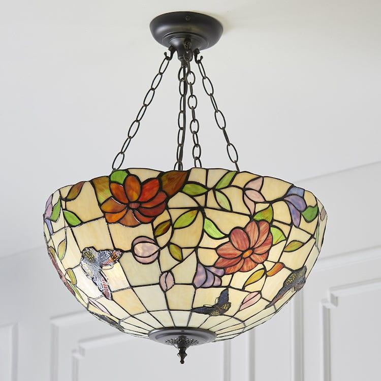 Butterfly Large Inverted Tiffany Ceiling Light