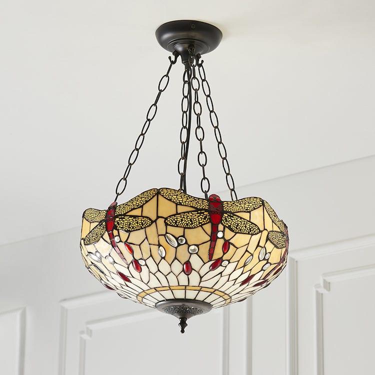 Buy Beige Dragonfly Inverted Tiffany Ceiling Light - Tiffany Lighting