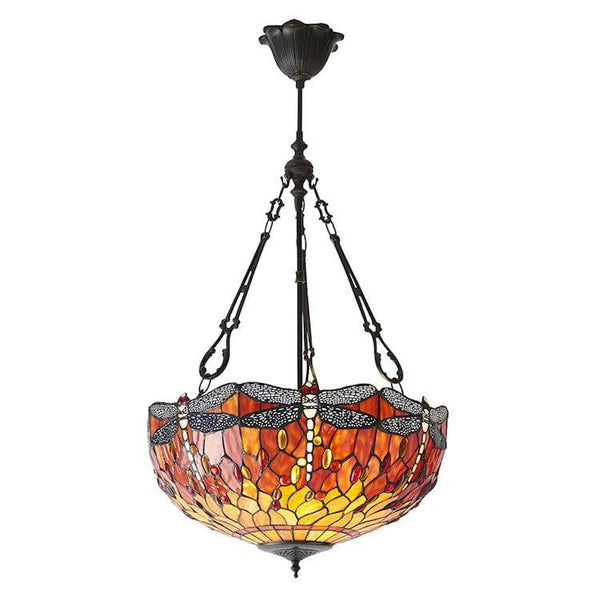 Inverted Ceiling Pendant Lights - Flame Dragonfly Large 3 Light Inverted Pendant Light (fancy Chain) 70762