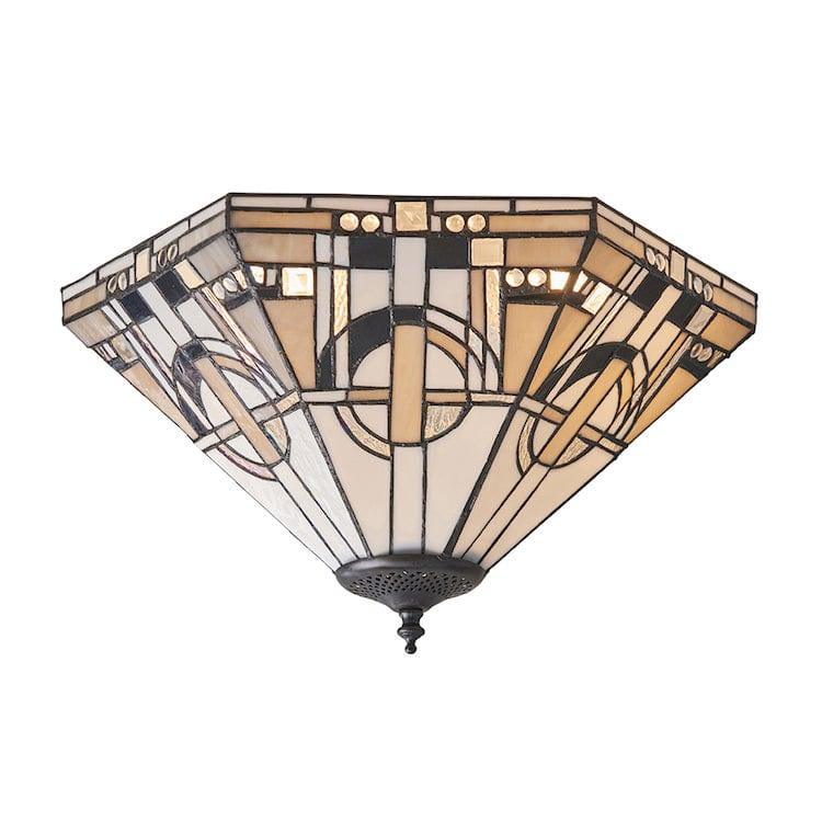 Tiffany Ceiling Flush & Semi Flush Lights - Metropolitan Medium Tiffany 2 Light Flush Ceiling Light 70779