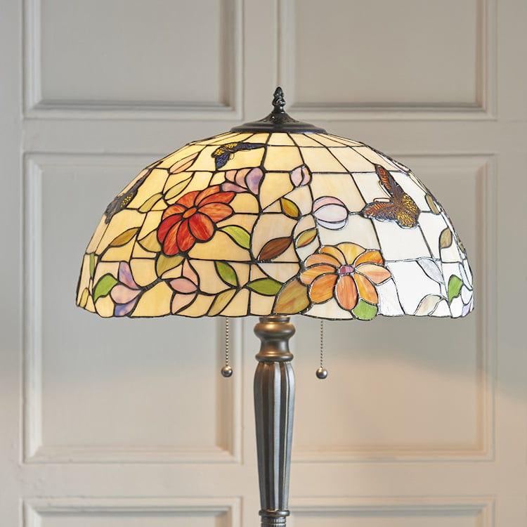 Interiors 1900 Butterfly 2 Light Tiffany Floor Lamp