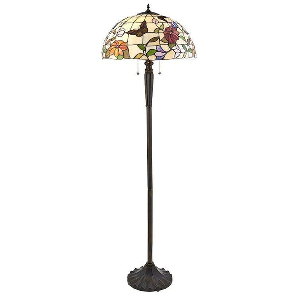 Tiffany Floor Lamps - Butterfly Tiffany 2 Light Floor Lamp 70944