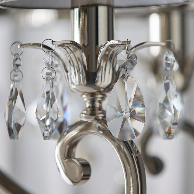 Oksana nickel chandelier 63506 black shade. crystal close up