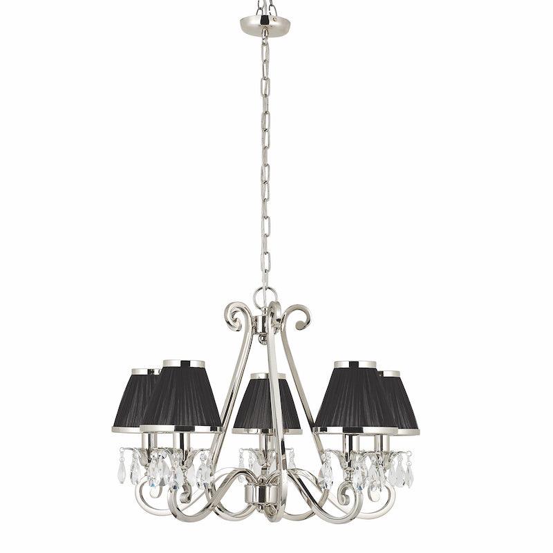 Oksana nickel chandelier 63506 black shade unlit