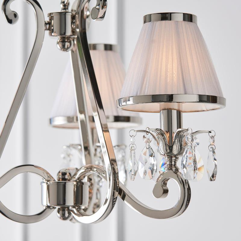 oksana 3 light chandelier with white shades 63514 with close up