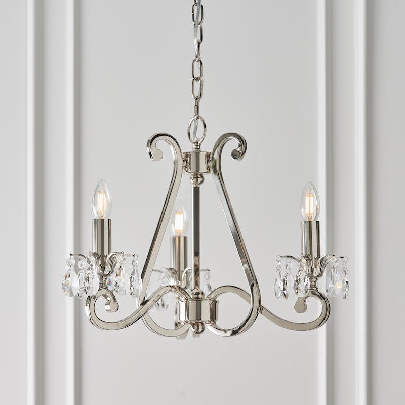 oksana 3 light chandelier with white shades 63514